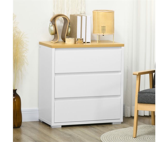 Cómoda para Dormitorio Melamina de Madera HOMCOM Blanco