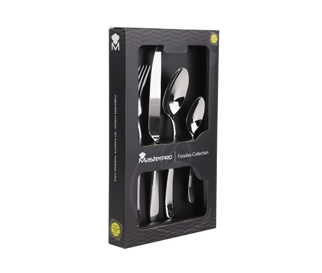 Juego de 4 Cubiertos (Cuchara, tenedor, cuchillo y cucharilla) MasterPRO Plateado