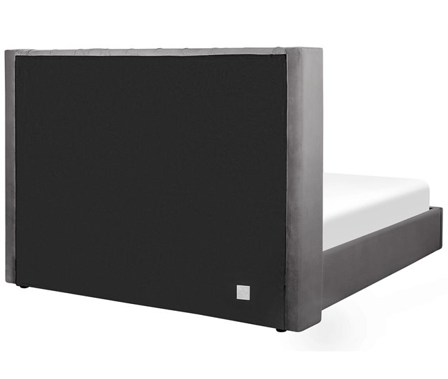 Beliani Cama con almacenaje Terciopelo LUBBON 210x217 Gris