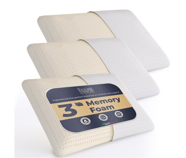 The White Stone Set 3 Almohadas Memory Foam Ergonómicas y frescas Blanco