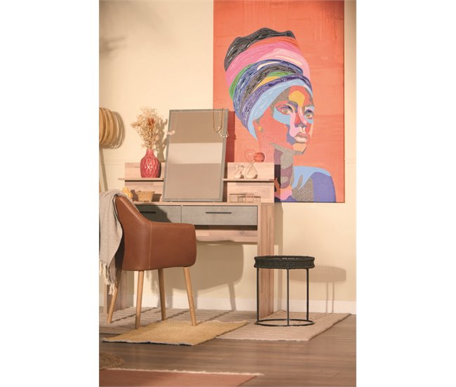 Tocador 2 cajones con espejo RICCIANO Roble