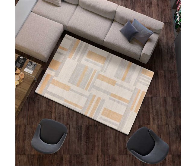 Alfombra de diseño geométrico CRAFT - ATTICGO 80x150 Beige