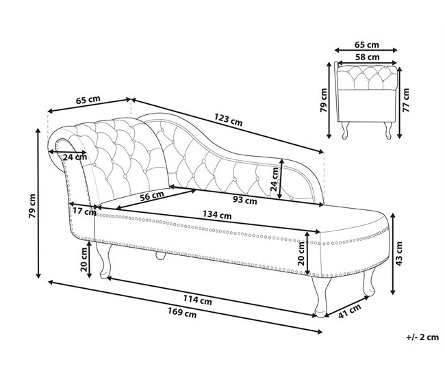 Beliani Chaise longue izquierdo Terciopelo NIMES Verde