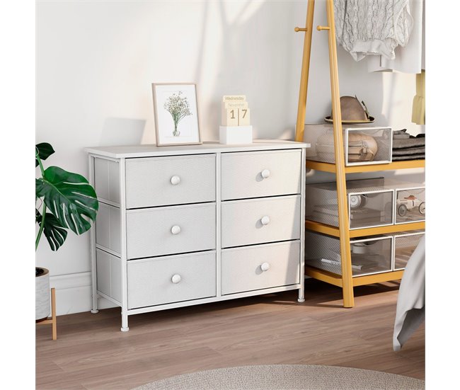 Max Home Cómoda 6 cajones de tela 80 Blanco