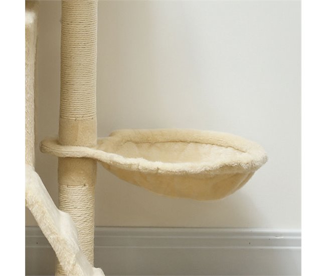 Árbol para Gatos Aglomerado de Madera, Felpa PawHut Crudo