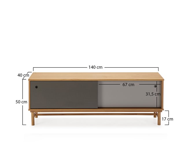 Mueble TV Magnus 2 Puertas correderas Color Gris Marron