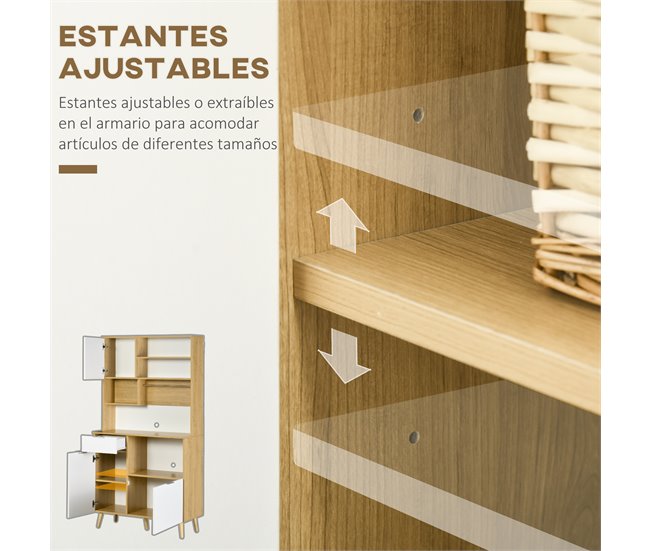 Alacena de Cocina Melamina de Madera, Pino HOMCOM, hogar - cocina Marron