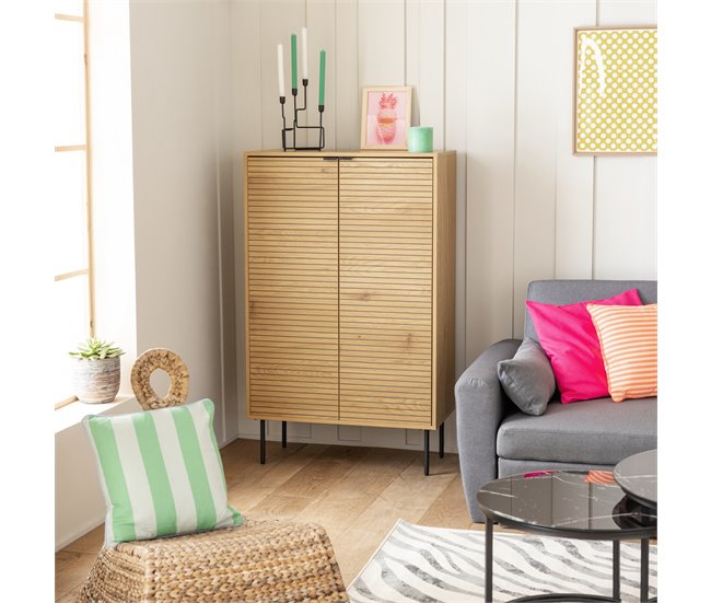 Aparador de madera de 2 puertas Marron