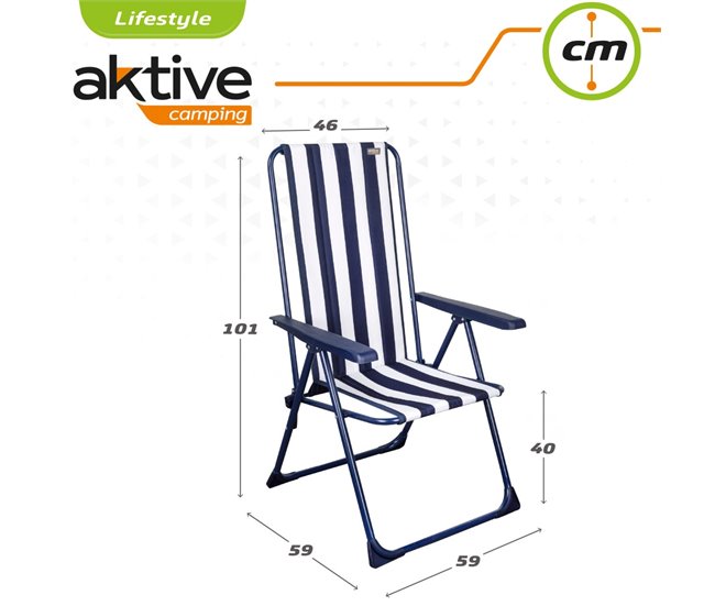 Silla plegable 5 posiciones marinera Aktive Garden Azul