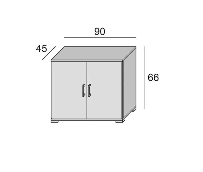 Armario multiusos 2 puertas efecto madera 90 Blanco