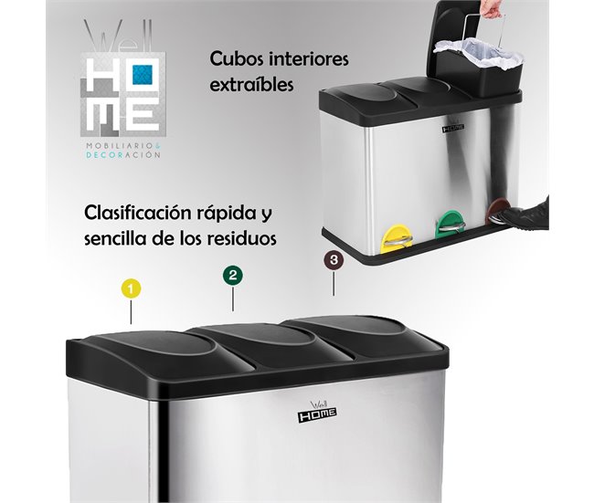 Cubo de reciclaje ecológico Gris Claro