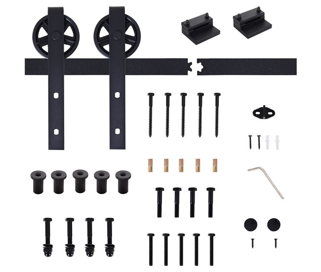 Kit de Accesorios para Puerta Corredera Acero al Carbono HOMCOM 200 Negro