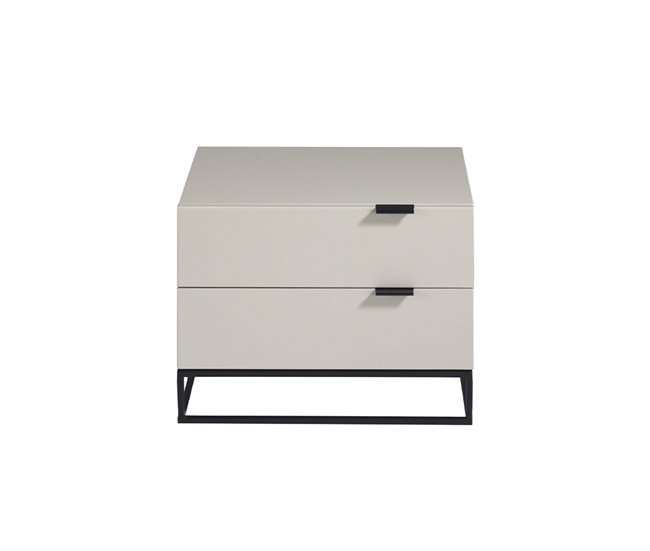 Mesita de noche madera gris y acero negro Gris/ Madera