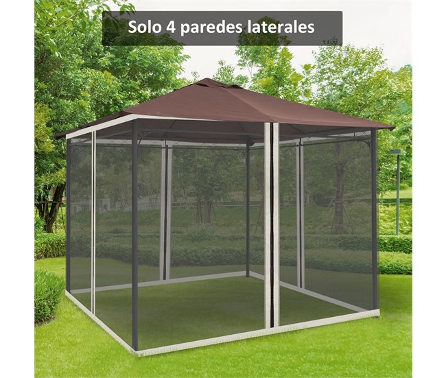 4 Paneles Laterales de Mosquitera para Carpa Poliéster, Nylon 302x0 Negro