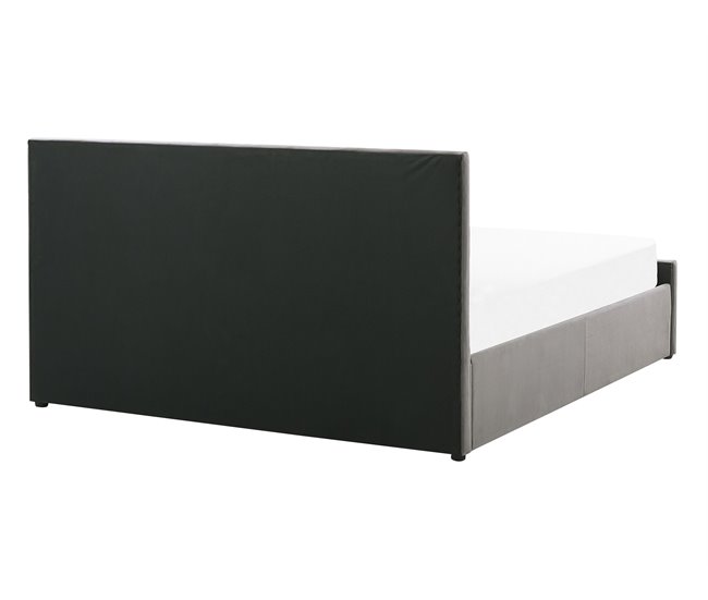 Beliani Cama con somier Terciopelo ROCHEFORT 150x214 Gris