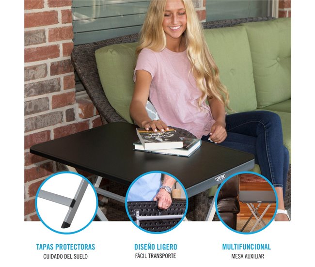 Mesa personal plegable rectangular 75x50,5x66 cm LIFETIME Negro