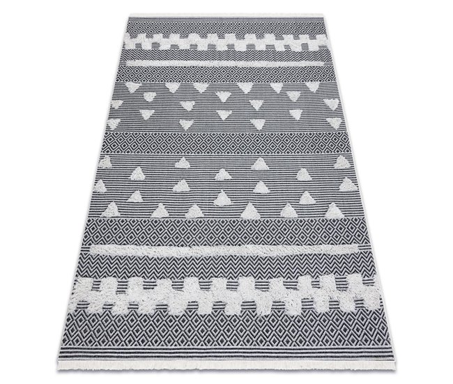 Alfombra ECO sisal BOHO MOROC Geométrico 22321 franjas 155x220 Gris