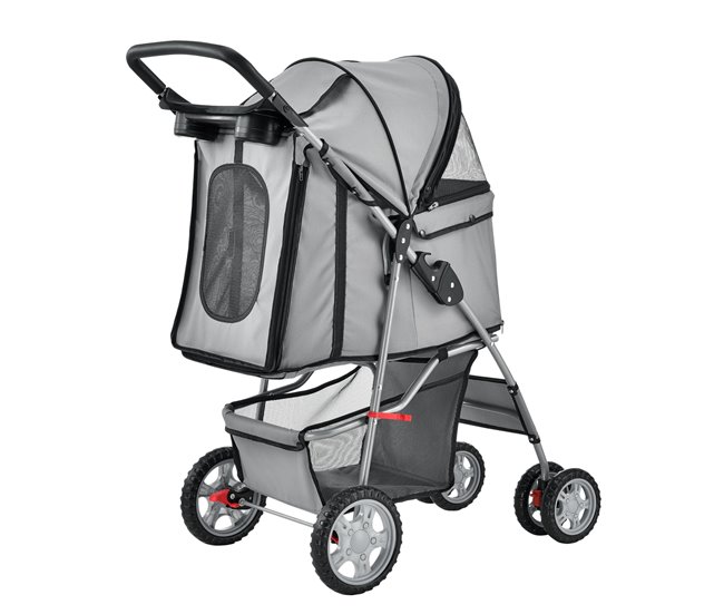 Carrito para mascotas impermeable acero / poliéster Gris