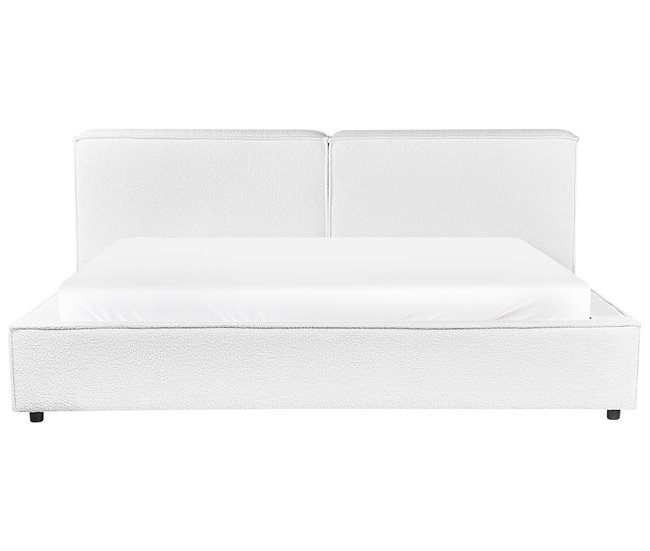 Beliani Cama con somier Bouclé LINARDS 230x242 Blanco