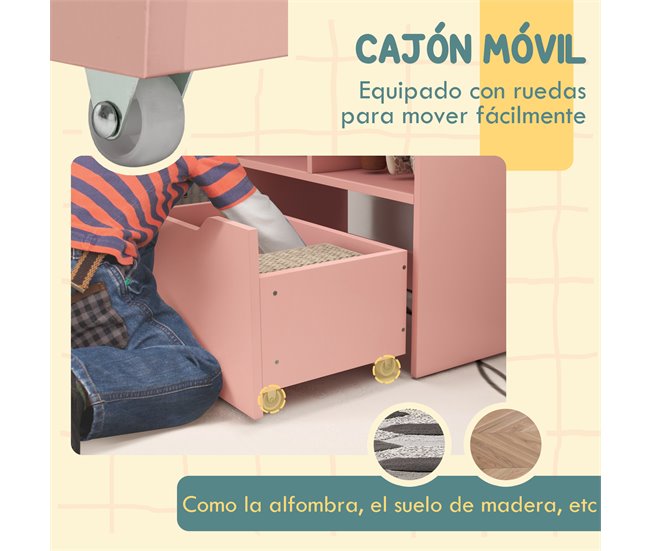 Estantería Infantil MDF, Nylon HOMCOM 60 Rosa