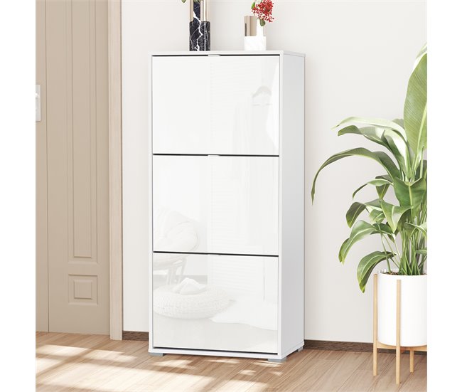 Armario de Zapatos MDF y Plásctico HOMCOM 60 Blanco