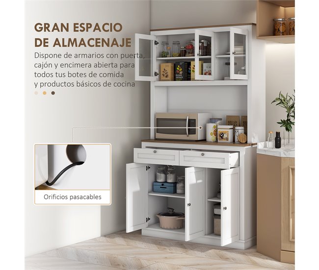 Alacena de Cocina MFD, Melamina de Madera HOMCOM, hogar - cocina Blanco