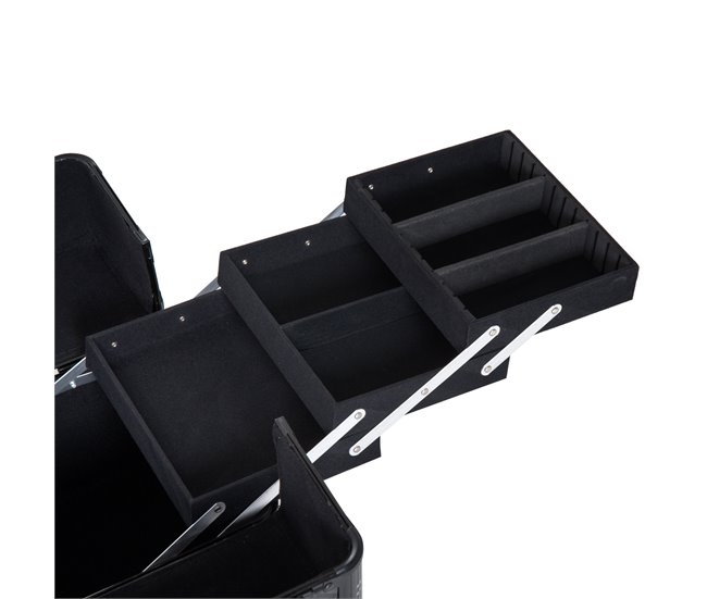 Estuche de Maquillaje Plástico, MDF, metal y aluminio HOMCOM Negro