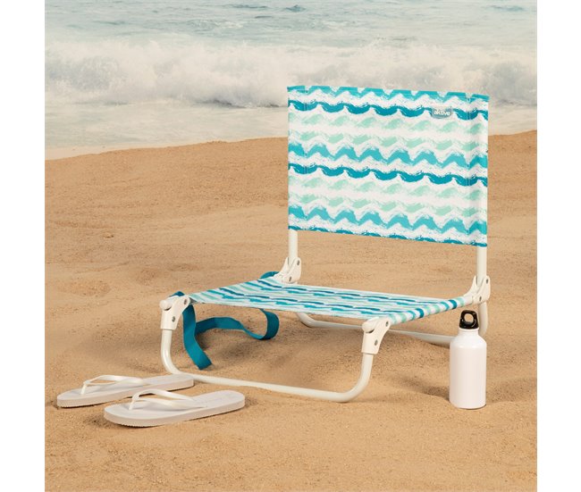 Aktive Silla baja plegable de playa con estructura de acero Azul