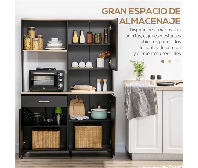 Alacena de Cocina Melamina de Madera, MDF HOMCOM, hogar - cocina 119 Negro