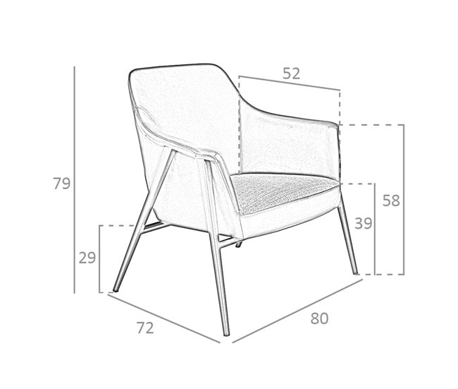 ANGEL CERDA Sillón tela gris y polipiel negro Gris