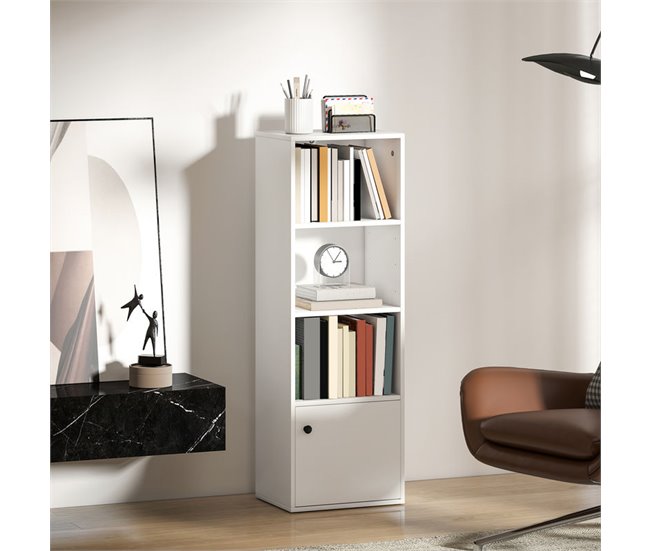 Estantería para Libros Melamina de Madera, MDF HOMCOM Blanco