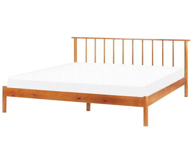 Beliani Cama con somier Madera de pino BARRET 196x209 Marron