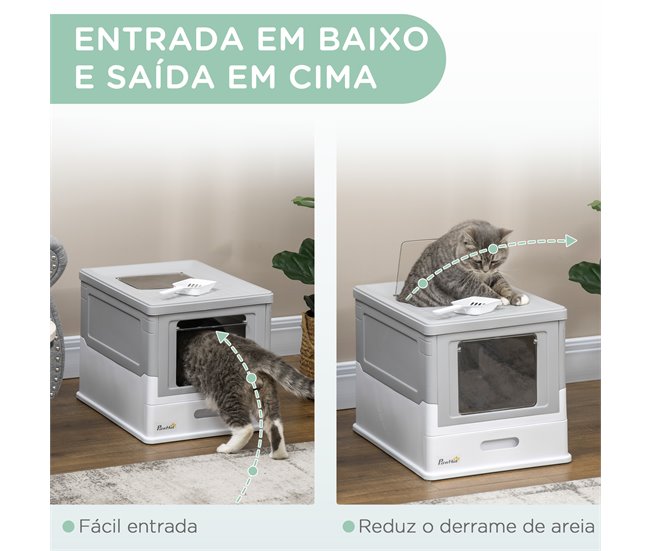 Caja de Arena PP PawHut, mascotas - accesorios para gatos Gris