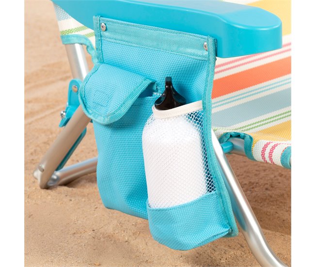 Aktive Silla plegable playa, aluminio, 5 posiciones y bolsillo Multicolor