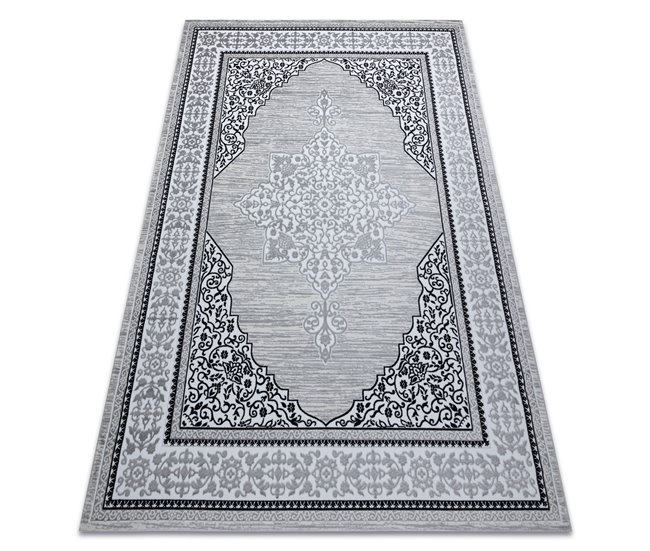 Alfombra GLOSS moderno 8490 52 Ornamento elegante marco 200x290 Gris
