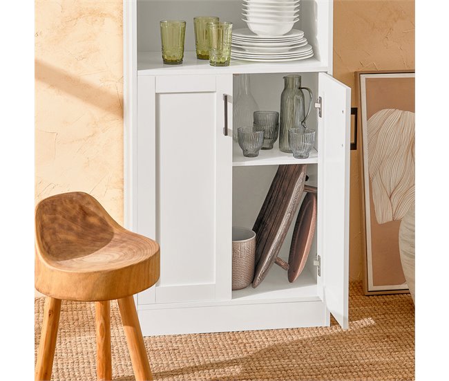 Aparador cocina para Microonda con 2 Puertas FSB47-W SoBuy Blanco