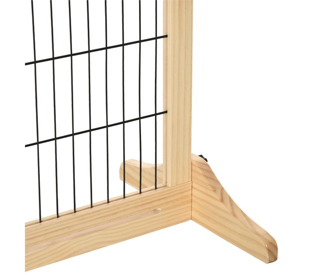 Barrera de Seguridad Madera de Pino y Acero PawHut Natural