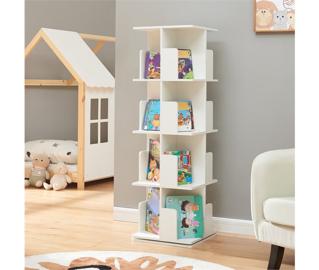 Estantería giratoria Talöpintaa de 4 niveles MDF [en.casa] 40 Blanco