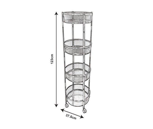 [en.casa] Carrito de cocina Sørreisa plegable con 4 cestas Blanco