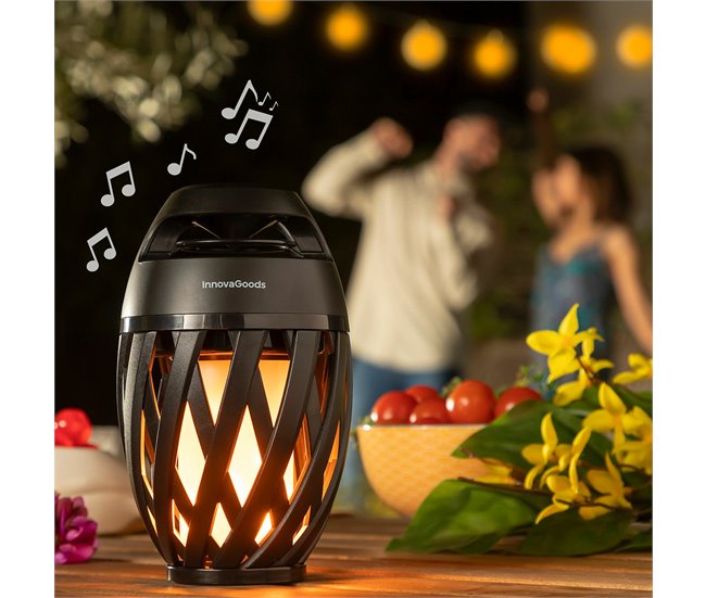 Altavoz Inalámbrico con LED Efecto Llama Negro