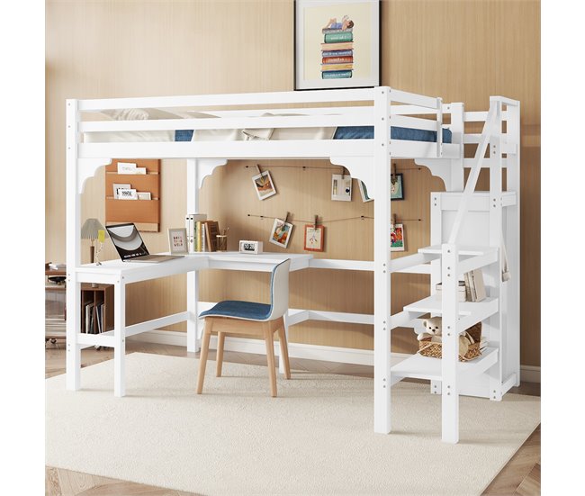 Cama alta para niños Blanco