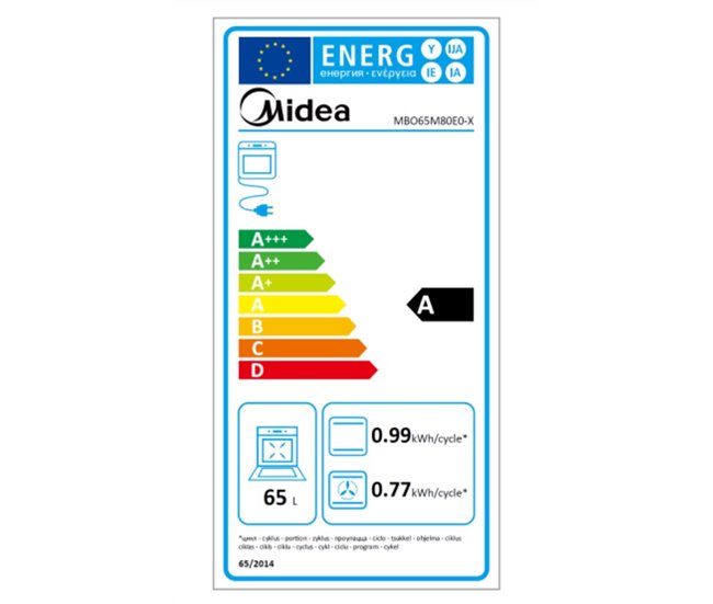 Horno Multifuncion Midea MBO65M80E0-X 8 Funciones Aluminio