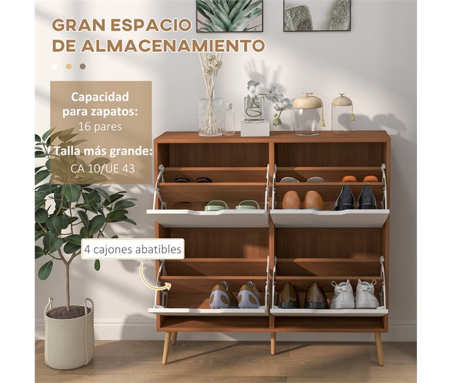 Armario de Zapatos Melamina de Madera, Pino HOMCOM Marron