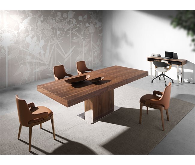 ANGEL CERDA Silla polipiel marrón Nogal