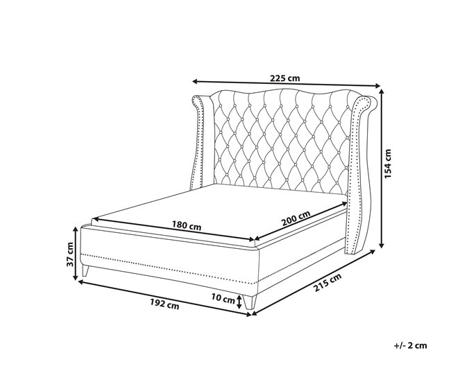 Beliani Cama con somier Terciopelo AYETTE 225x215 Beige