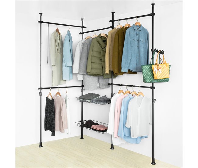 Perchero de Ropa Telescópico Altura Ajustable KLS04-SCH SoBuy Negro
