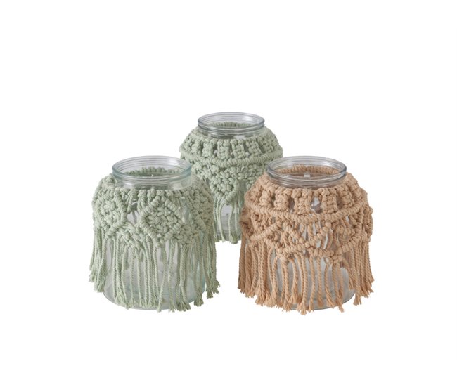 Porta velas MAKRAMEE surtido material cristal Multicolor