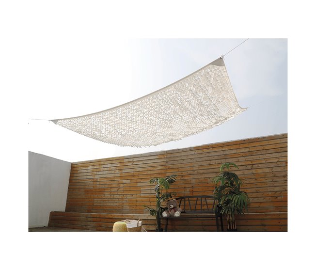 Acomoda Textil–Toldo Camuflaje Protección Rayos UV. (Triangular) Beige