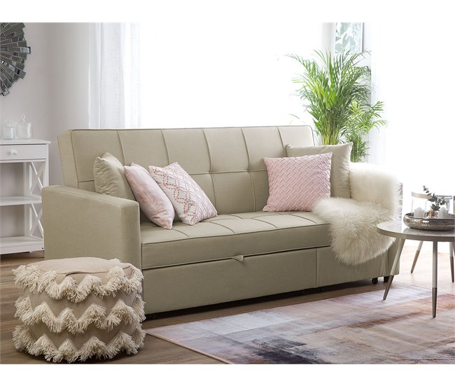Beliani Sofá cama Poliéster GLOMMA Beige