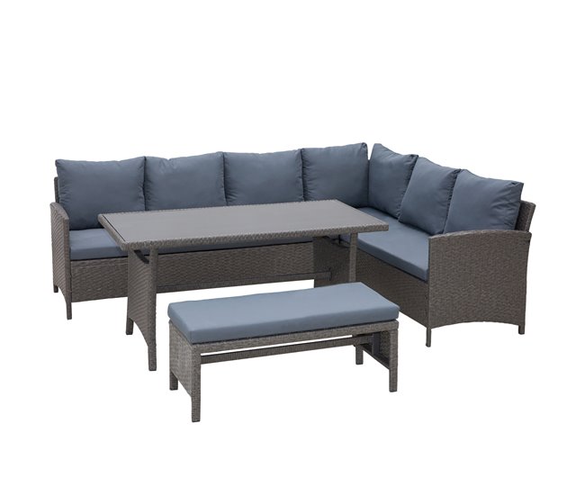 Conjunto 4 Piezas Muebles de Ratán Gris